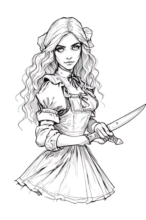 Alice madness returns holding a knife tattoo design idea
