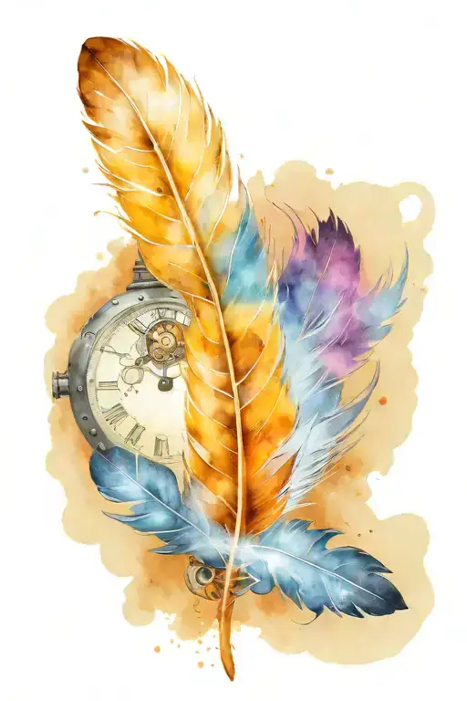 Feather Steampunk Love tattoo design idea