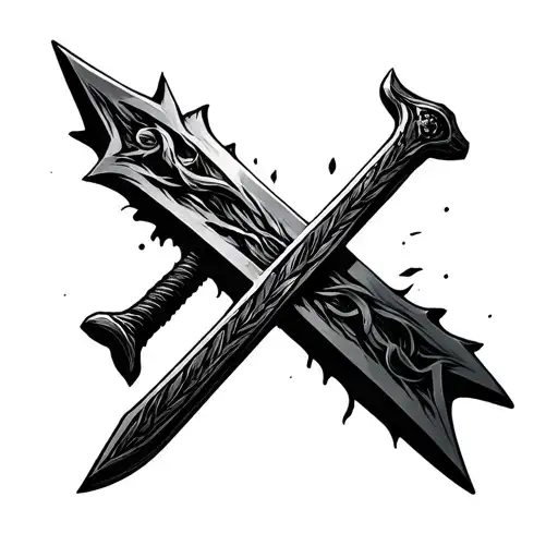 Goliath sword stuck in the ground in the shape of a cross tattoo tattoo design idea