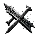 Goliath sword stuck in the ground in the shape of a cross tattoo tattoo design idea