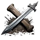 Goliath sword stuck in the ground in the shape of a cross tattoo tattoo design idea