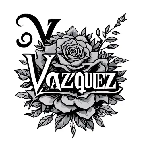last name Vazquez in Latin words tattoo design idea