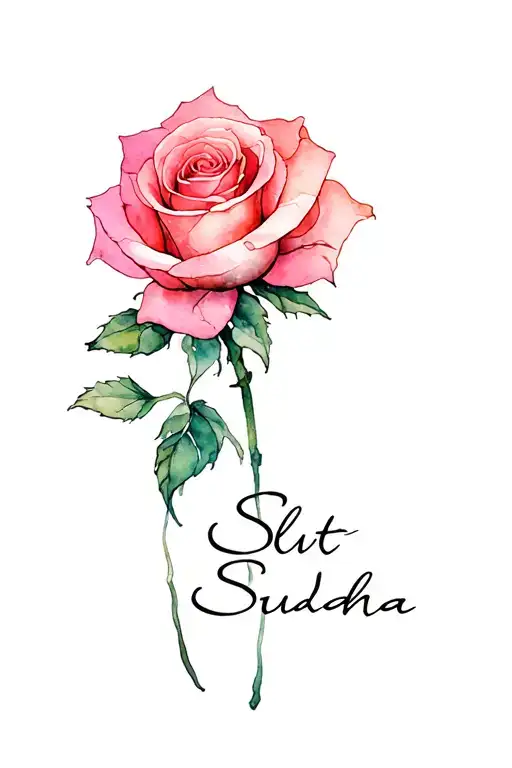 "Slut Sudha" rose intertwined tattoo design idea