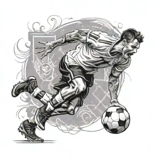 A realistic depiction of a football player in action, with intricate details of the jersey number 7 tattoo design idea