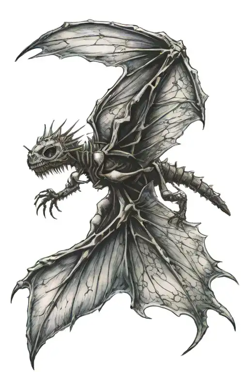 dragon skeleton fly away with death and your back tattoo tattoo design idea