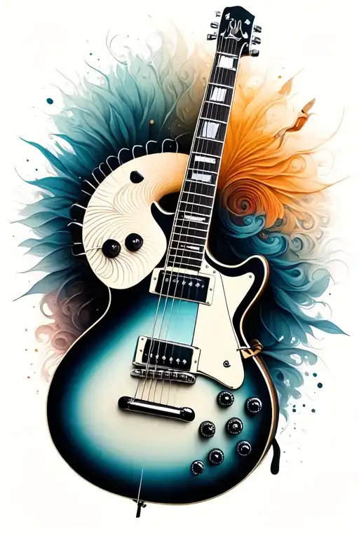 guitar morphing tattoo design idea