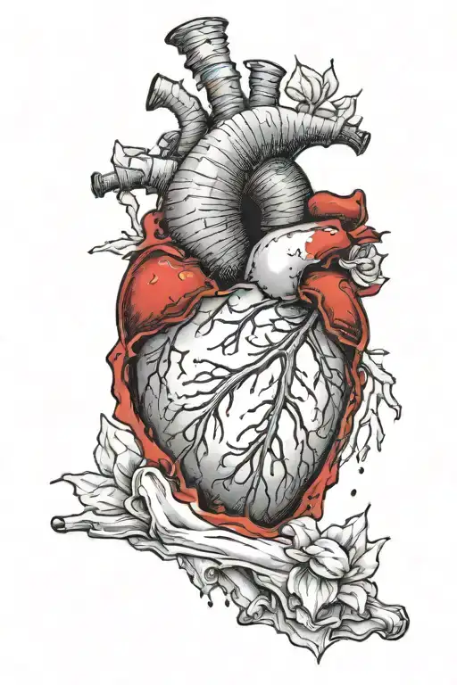 broken heart liquing red blood remaining ice behind tattoo design idea