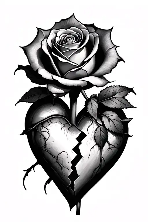 rose with a broken heart line tattoo tattoo design idea