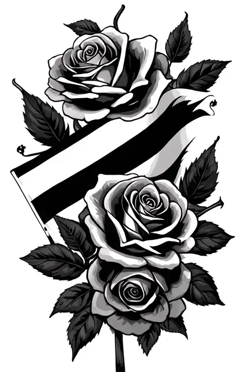 Rebel Flag with roses tattoo design idea
