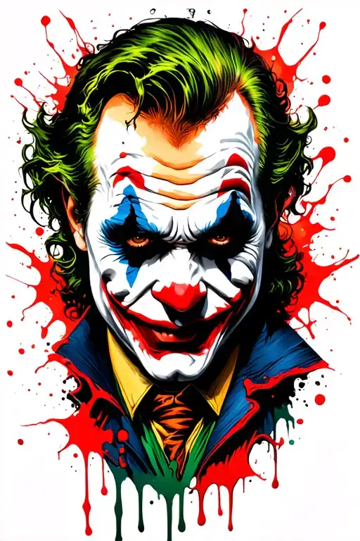 Design a realistic style tattoo that includes personalized Joker, with an intense brightness effect and a glow that r tattoo design idea