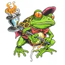 trippy frog smoking bbq tattoo design idea