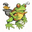trippy frog smoking bbq tattoo design idea