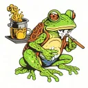 trippy frog smoking bbq tattoo design idea
