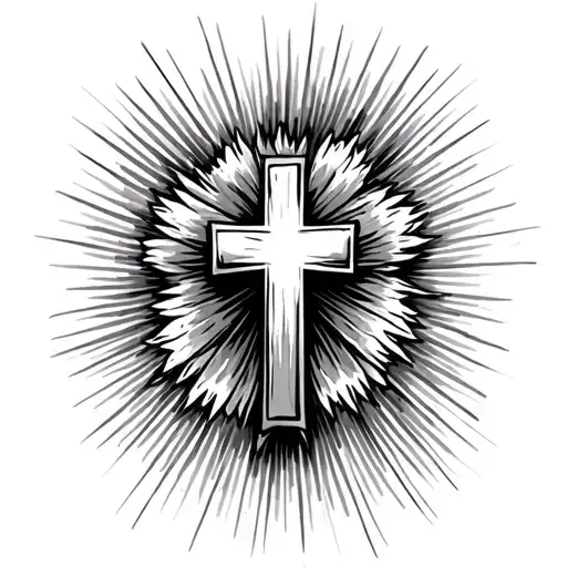 Cross With Light Rays tattoo design idea