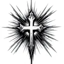 Cross With Light Rays tattoo design idea