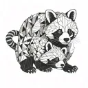 A red panda together with a hippo tattoo design idea