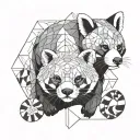A red panda together with a hippo tattoo design idea