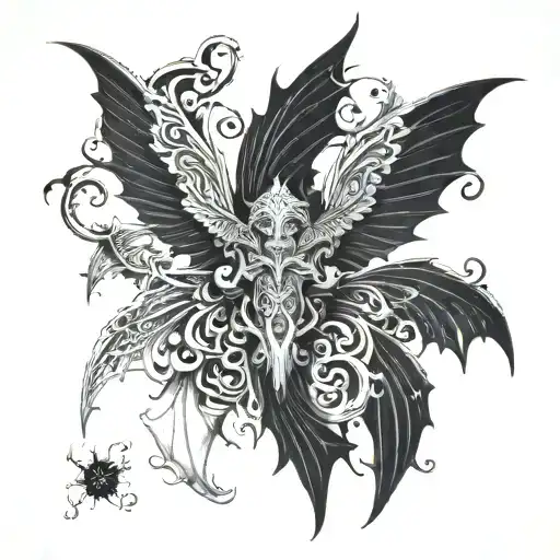 seraphim, 6 bat wings tattoo design idea