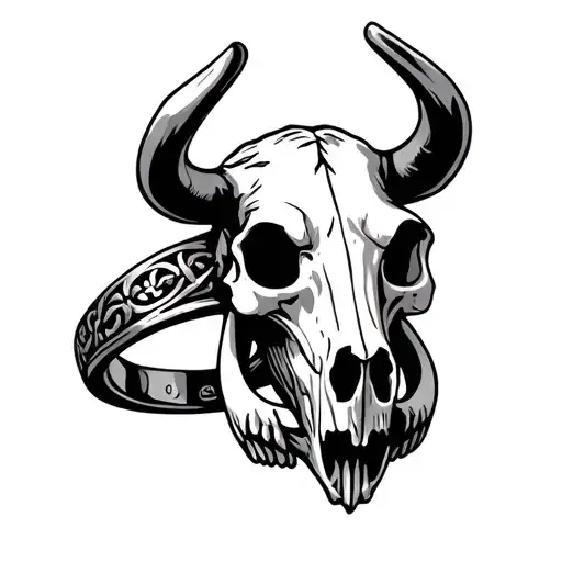 claddagh ring cow skull tattoo design idea