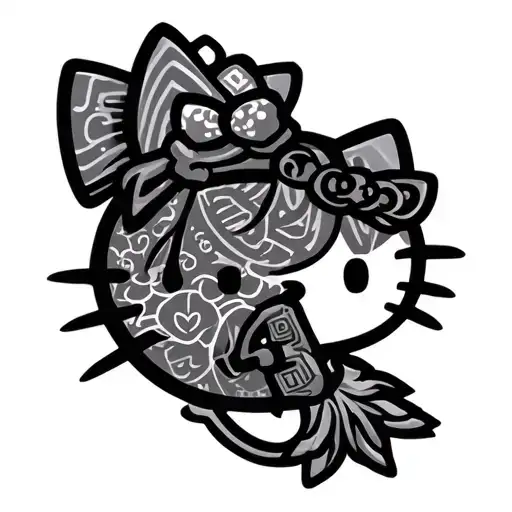 hello kitty Pisces gun tattoo design idea