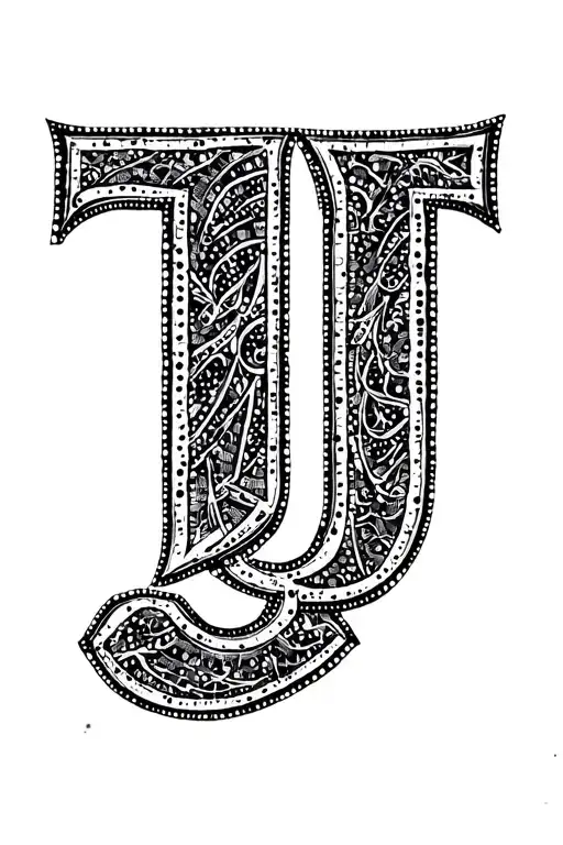 "JJ" letters tattoo design idea