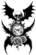 Skulls,reapers,roses,wings,feathers,bats,clocks,gears,armor,blackouts,zombies tattoo design idea