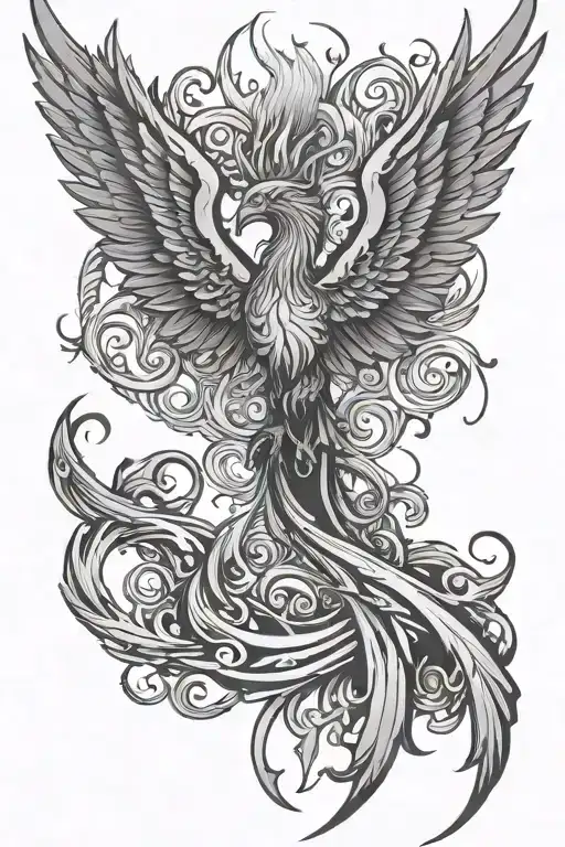 cross emerging like a phoenix rising tattoo design idea