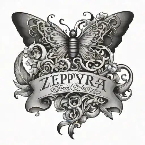 Zephyra Faye name written tattoo design idea