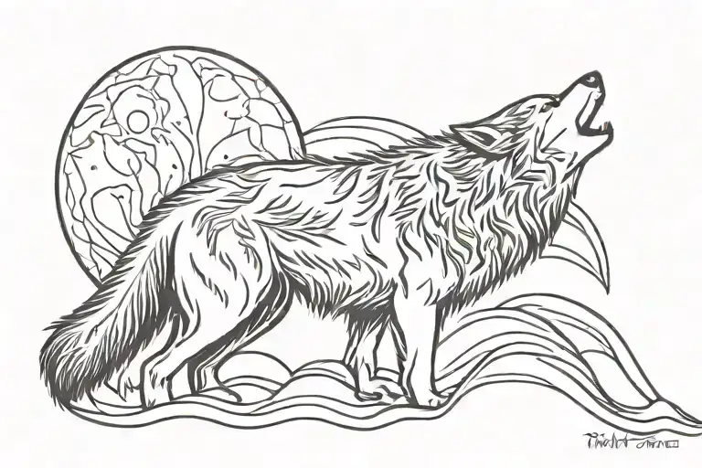 wolf howling at the moon tribal tattoo tattoo design idea