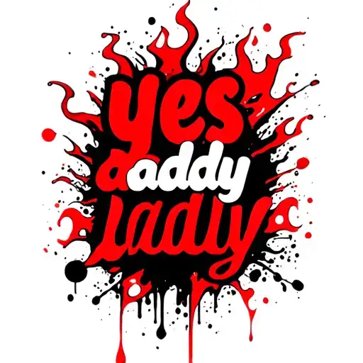 words 'yes daddy' next to red flames to go on a buttock tattoo design idea