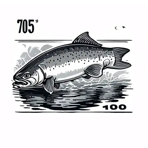 "705" rainbow trout tattoo design idea