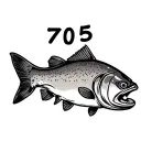 "705" rainbow trout tattoo design idea
