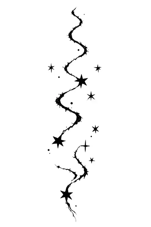 follow the blood trails of fate, delicate and with 7 different stars  tattoo design idea