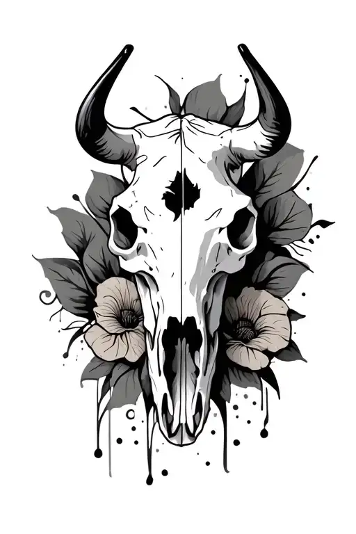 cow skull made tattoo design idea