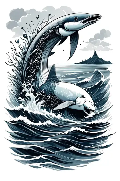 one line tattoo ocean themed tattoo design idea