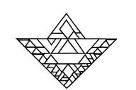 2 geometric triangles signifying parents and 3 progressively smaller geometric triangle representing children tattoo design idea