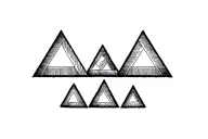 2 geometric triangles signifying parents and 3 progressively smaller geometric triangle representing children tattoo design idea