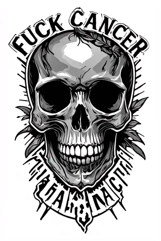 a skull tatoo that says fuck cancer tattoo design idea