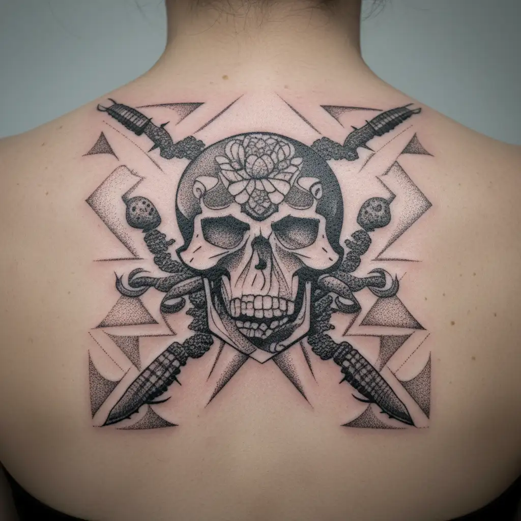 "Sinaloa Cartel" with scorpions and skull tattoo design idea