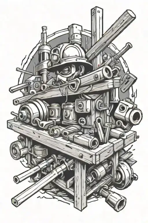 carpentry and construction tattoo design idea