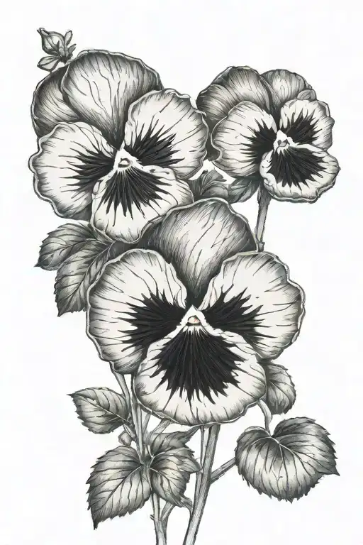 a couple of pansies with long stems entertwined tattoo design idea