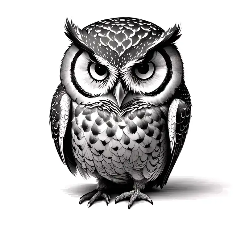 Owl sitting tattoo design idea
