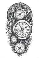 stopwatch surrounded tattoo design idea