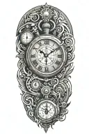 stopwatch surrounded tattoo design idea