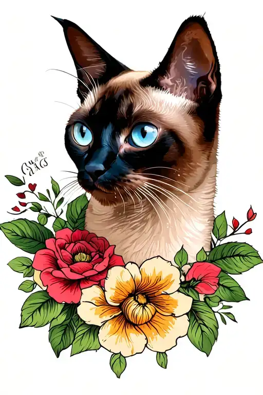 siamese cat tattoo design idea