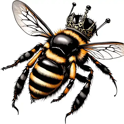 killer bee stinger and with crown tattoo design idea