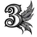 Number 3 tattoo design idea