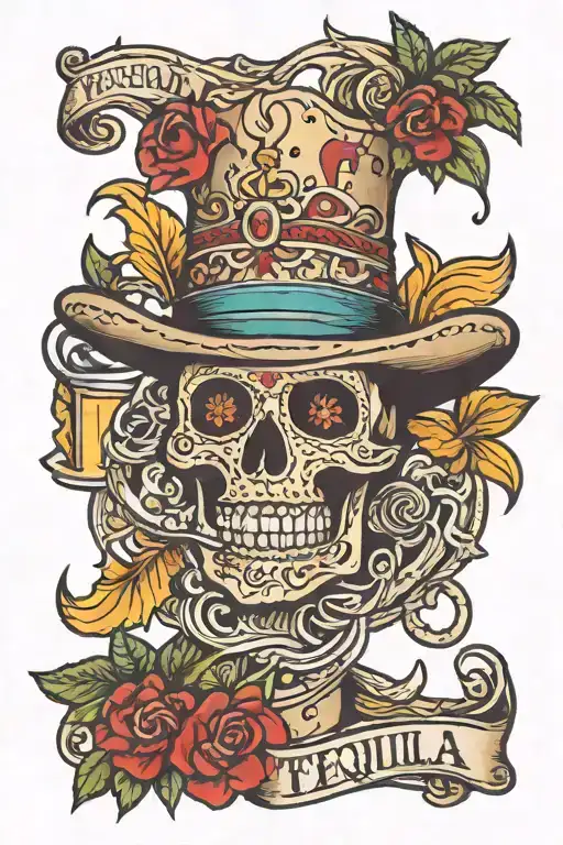 trapped in tequila tattoo design idea