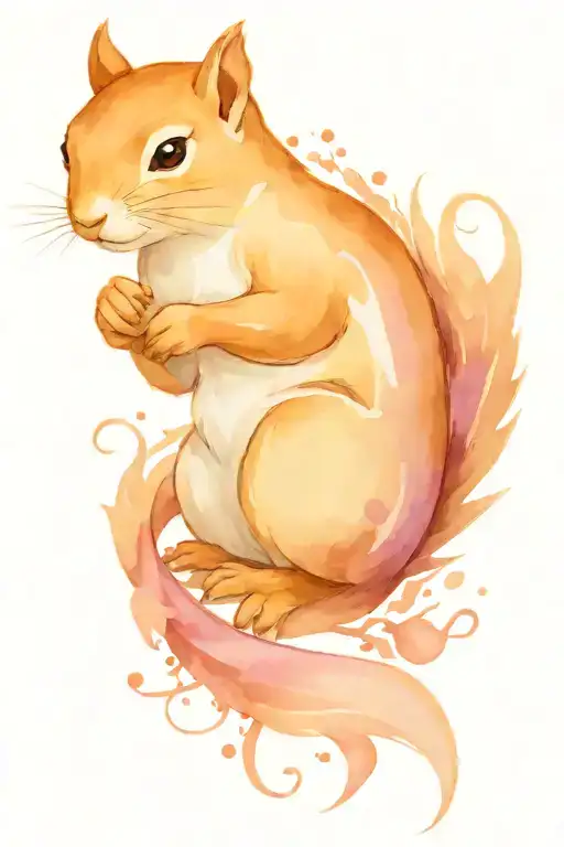 squirrel  cancer ribbon  tattoo design idea