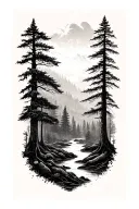 kind and calm forest scene tattoo design idea